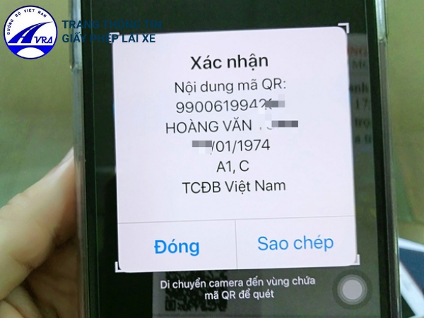 Quét mã QR bằng lái xe ra thông tin gì?