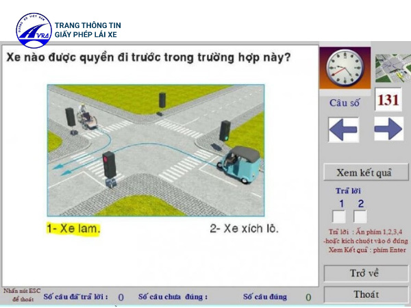 Mẹo thi lý thuyết A1 phần sa hình
