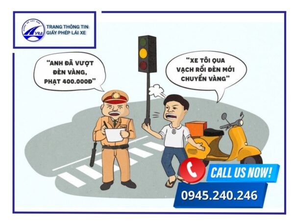 xe máy vượt đèn vàng phạt bao nhiêu
