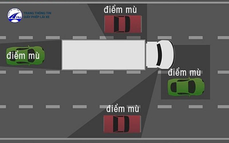 Không nên vượt xe ô tô khác ở vị trí điểm mù