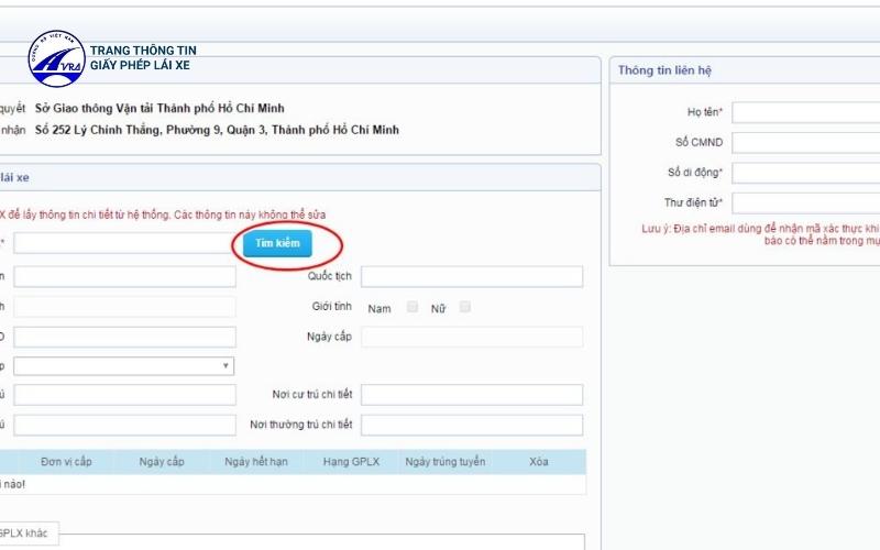 Chú ý điền các trường bắt buộc