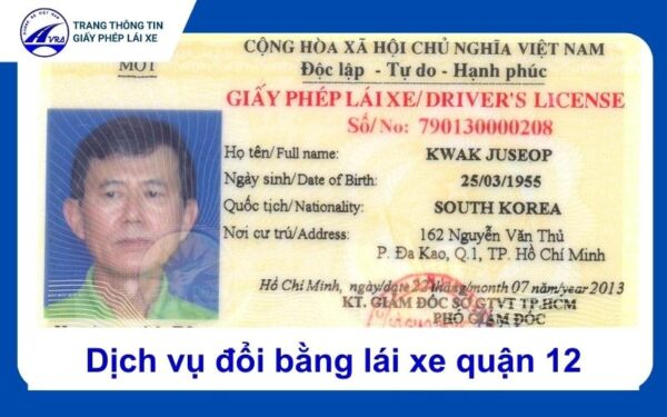 Dịch vụ đổi bằng lái xe quận 12