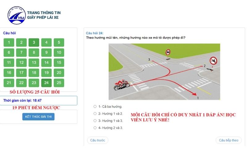 Bài thi lý thuyết trên máy tính