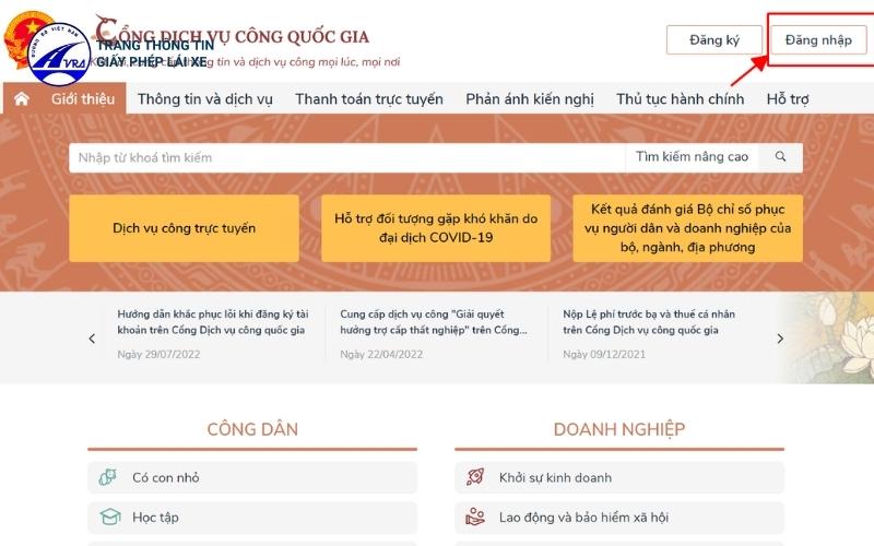 Đổi bằng lái tại Cổng Dịch vụ công quốc gia