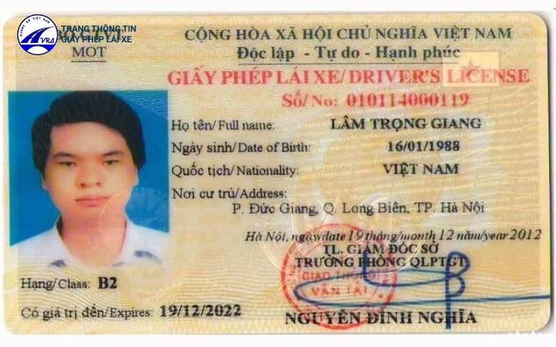 Bằng lái xe ô tô B2 nhựa PET