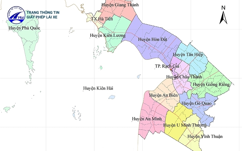 Bản đồ hành chính tỉnh Kiên Giang