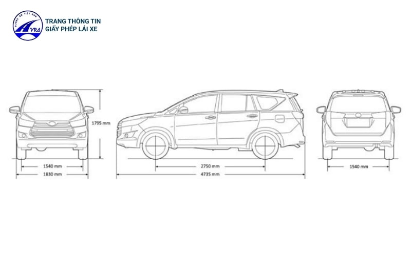 Kích thước xe Innova