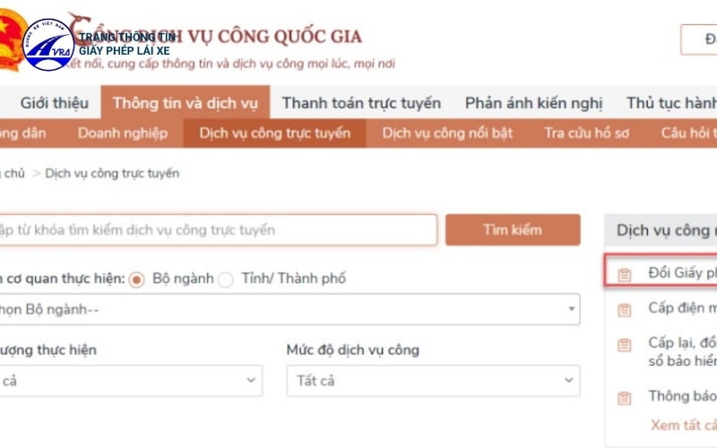 Lựa chọn các danh mục theo hình vẽ