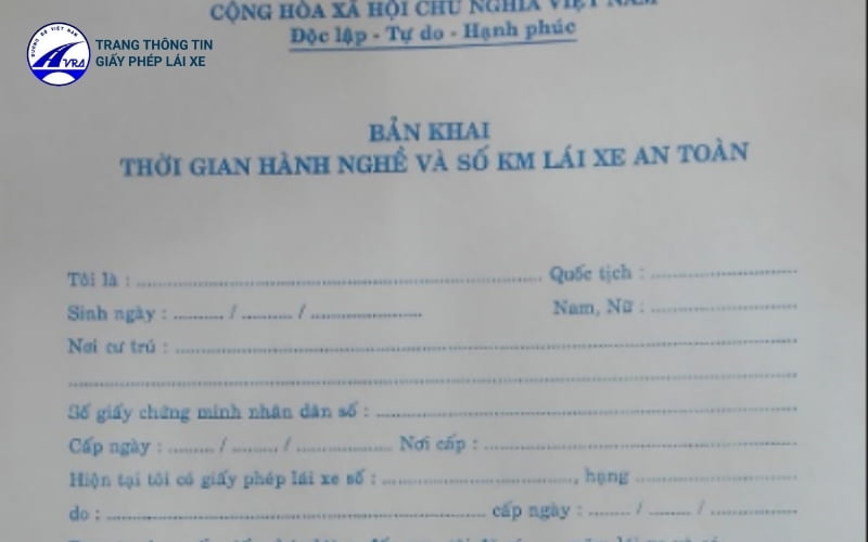 Bằng lái xe ô tô nào cao nhất tại Việt Nam? Lưu ý cần biết 3 Mẫu bản khai thời gian hành nghề và số km lái xe an toàn