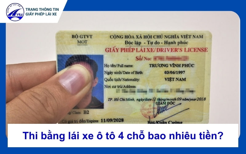 Thi bằng lái xe ô tô 4 chỗ bao nhiêu tiền? Lưu ý cần biết 1 Bằng lái xe ô to 4 chỗ