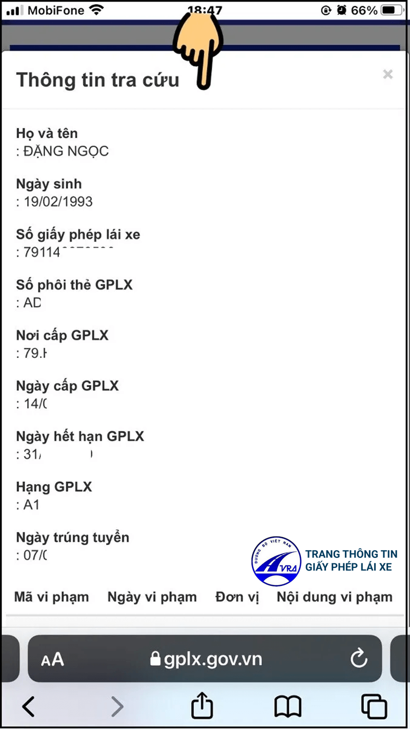 Tra cứu giấy phép lái xe online
