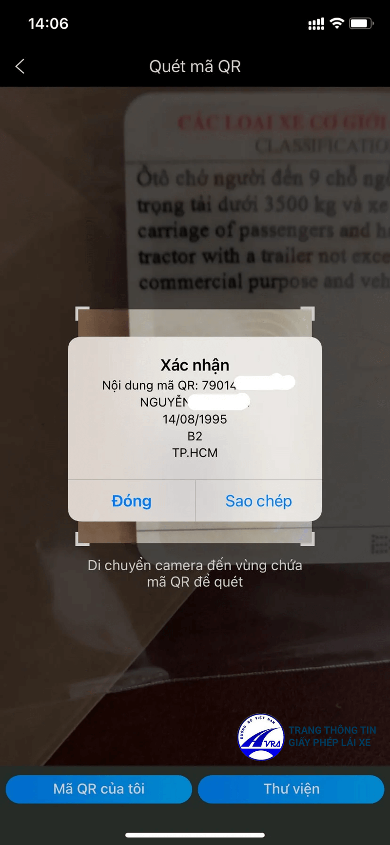 Tra cứu giấy phép lái xe QR