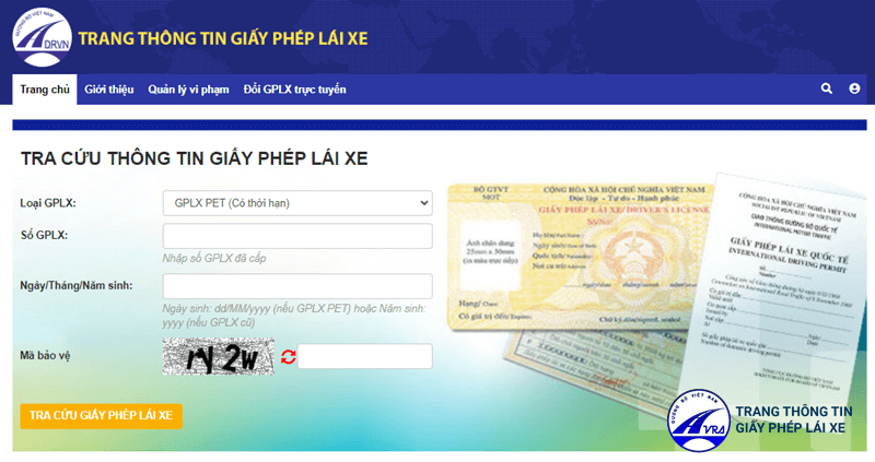 Tra cứu giấy phép lái xe
