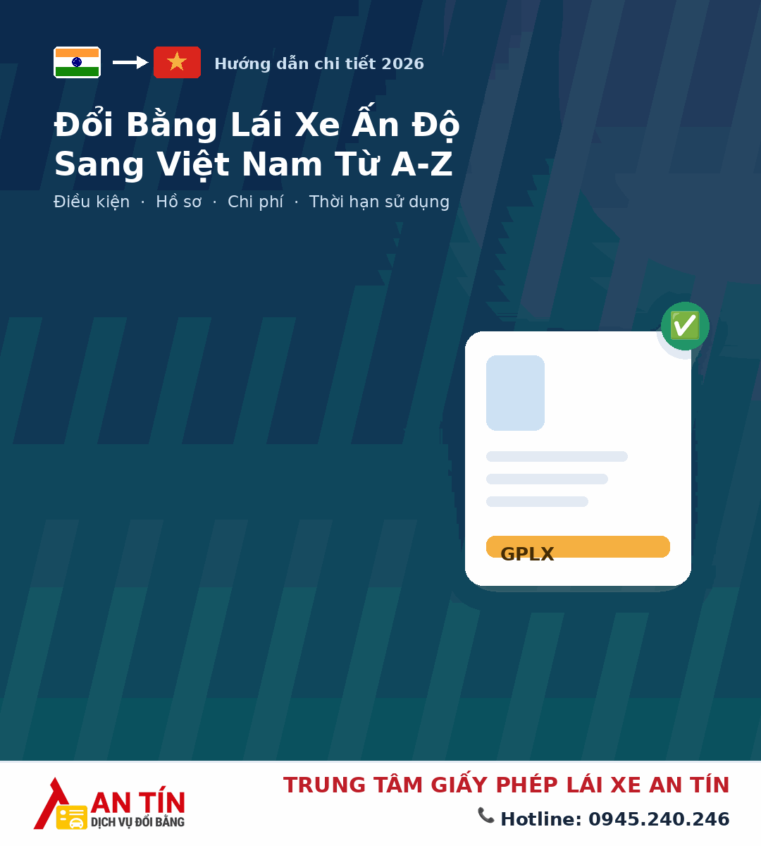 Đổi bằng lái xe Ấn Độ sang Việt Nam