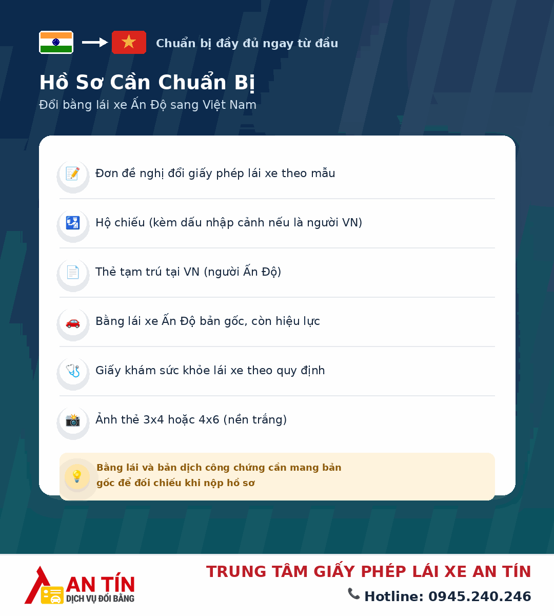 Đổi bằng lái xe Ấn Độ sang Việt Nam