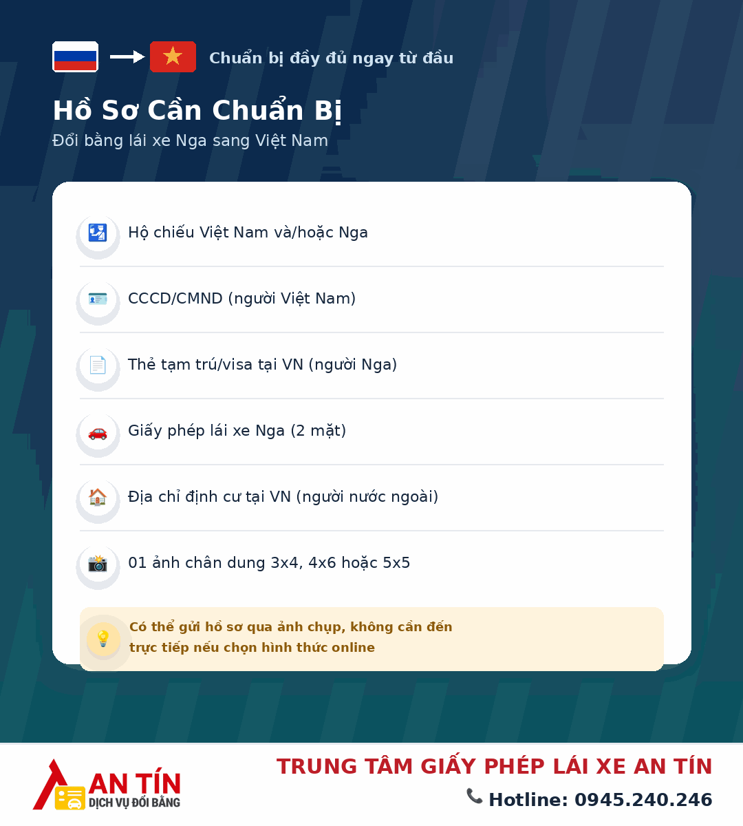 đổi bằng lái xe Nga sang Việt Nam