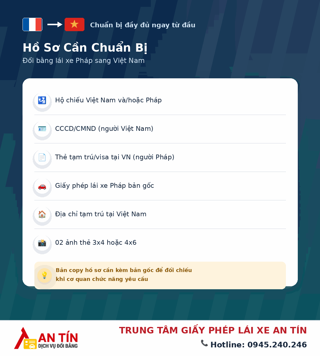 Đổi bằng lái xe Pháp sang Việt Nam